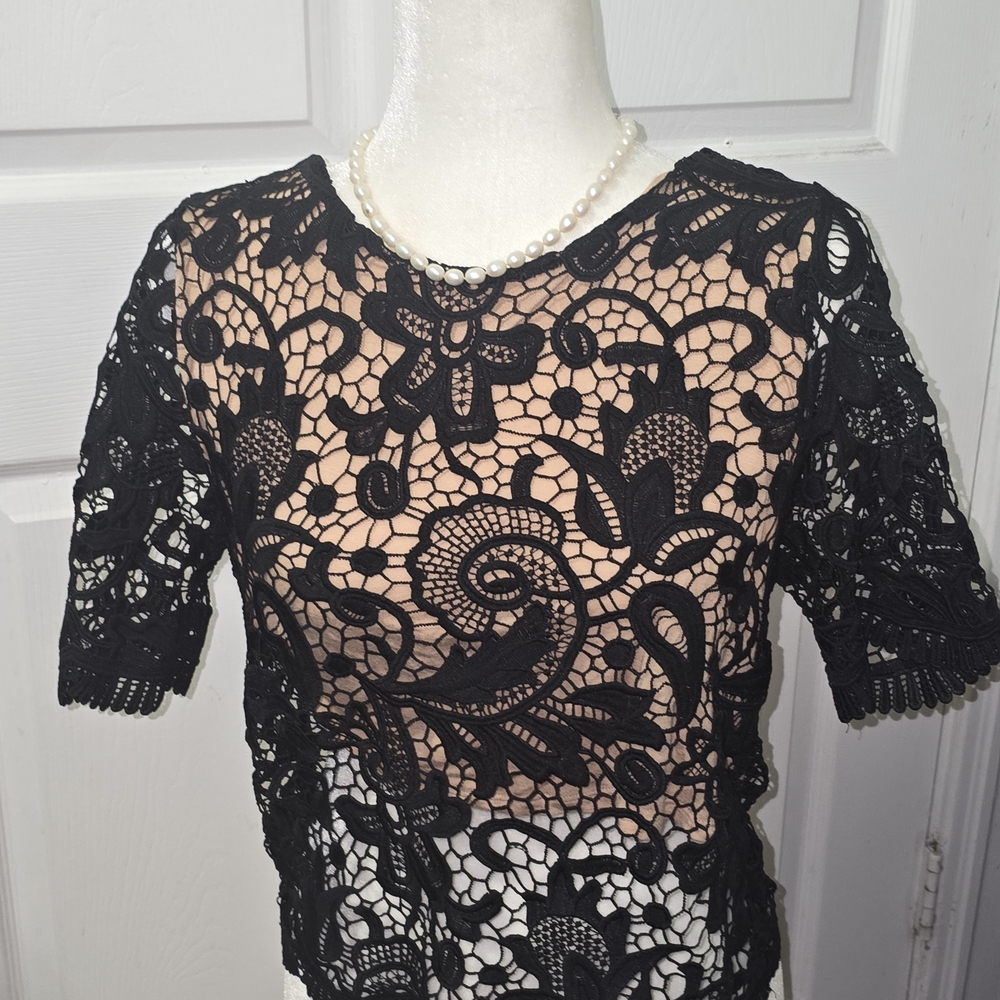 Elegant Black Lace Women Top